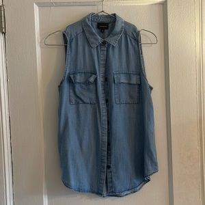 Chambray sleeveless blouse